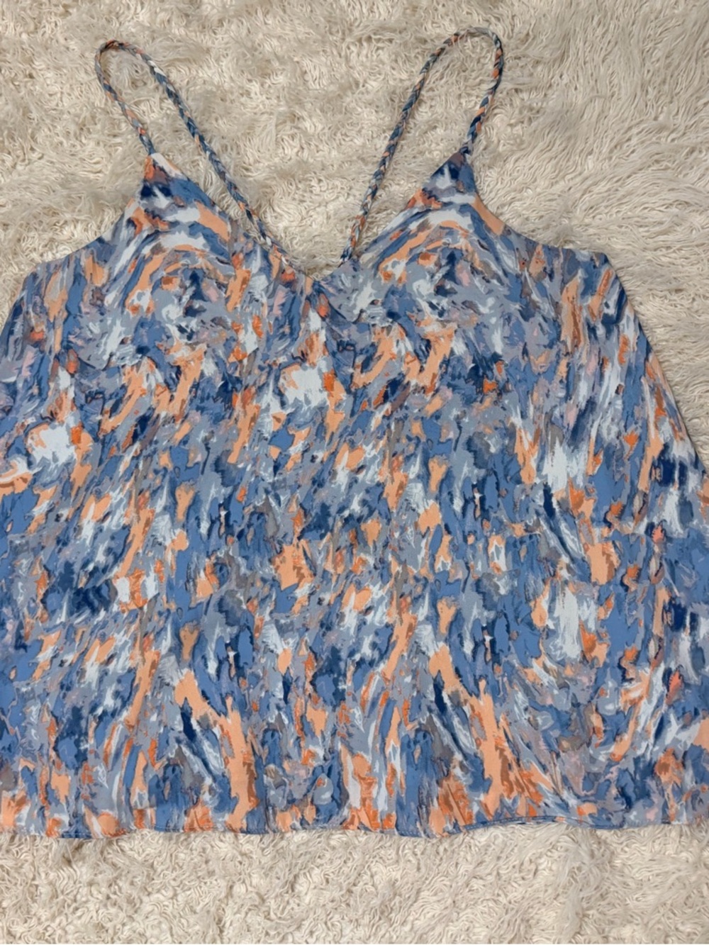 NWOT Olivaceous Women’s large Blue & Peach Abstract Print Spaghetti Strap Cami